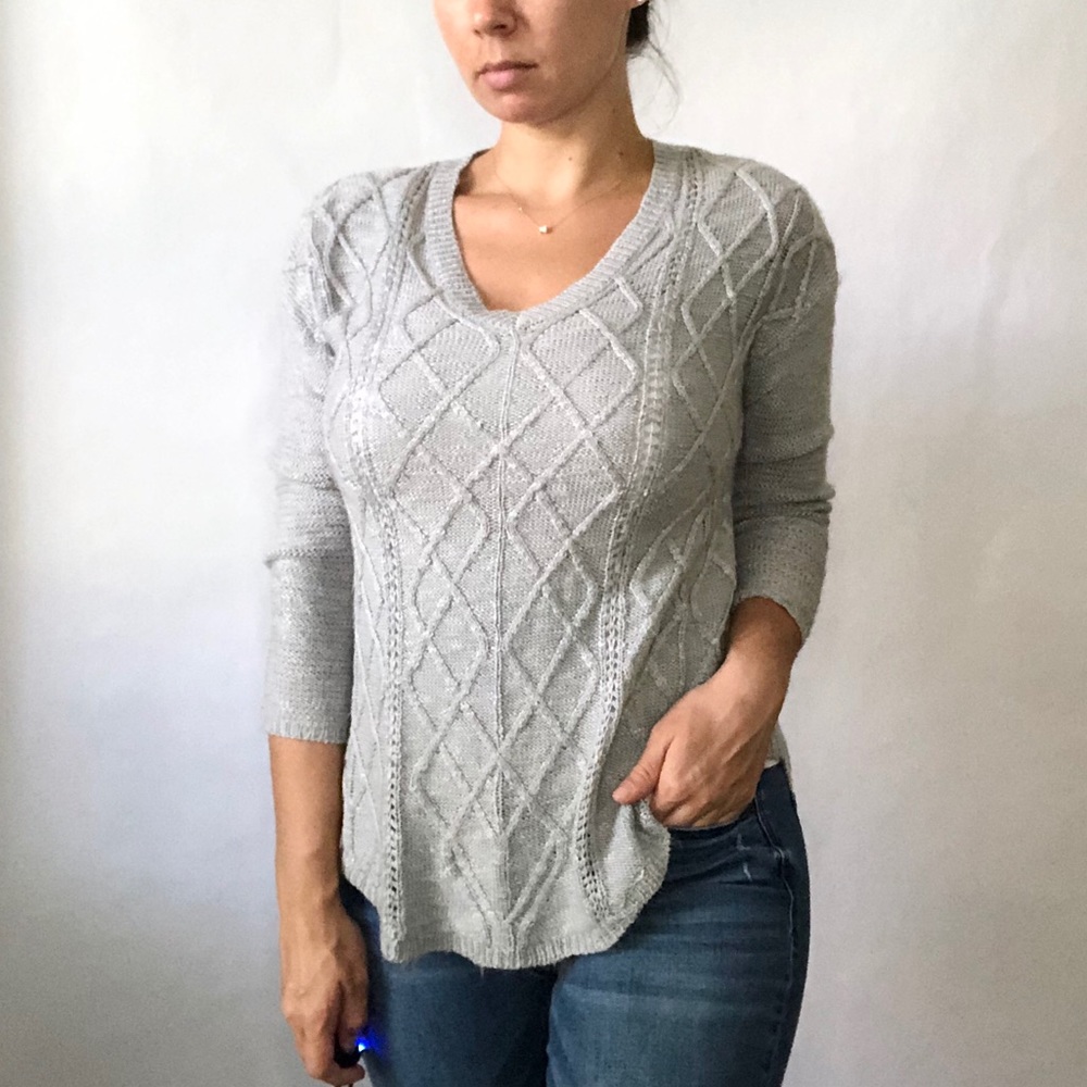Rue21 | Gray Argyle Knit Sweater Sz Med - Picture 3 of 8